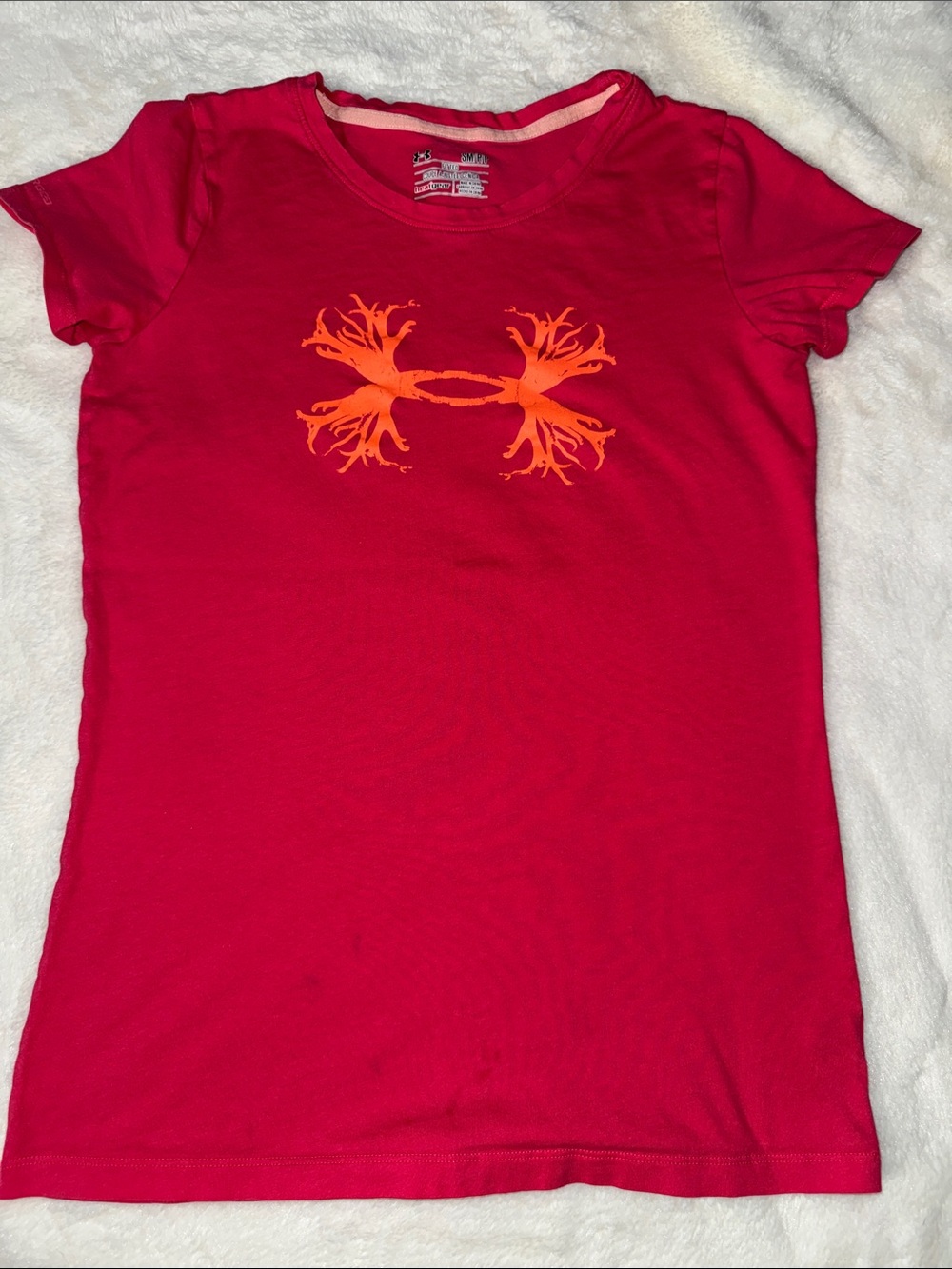 Under Armour Pink Short Sleeve Tee with Orange Logo
